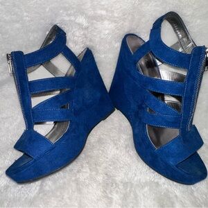 NWOT Carlos Santana Blue Wedge Sandals (NWOT)